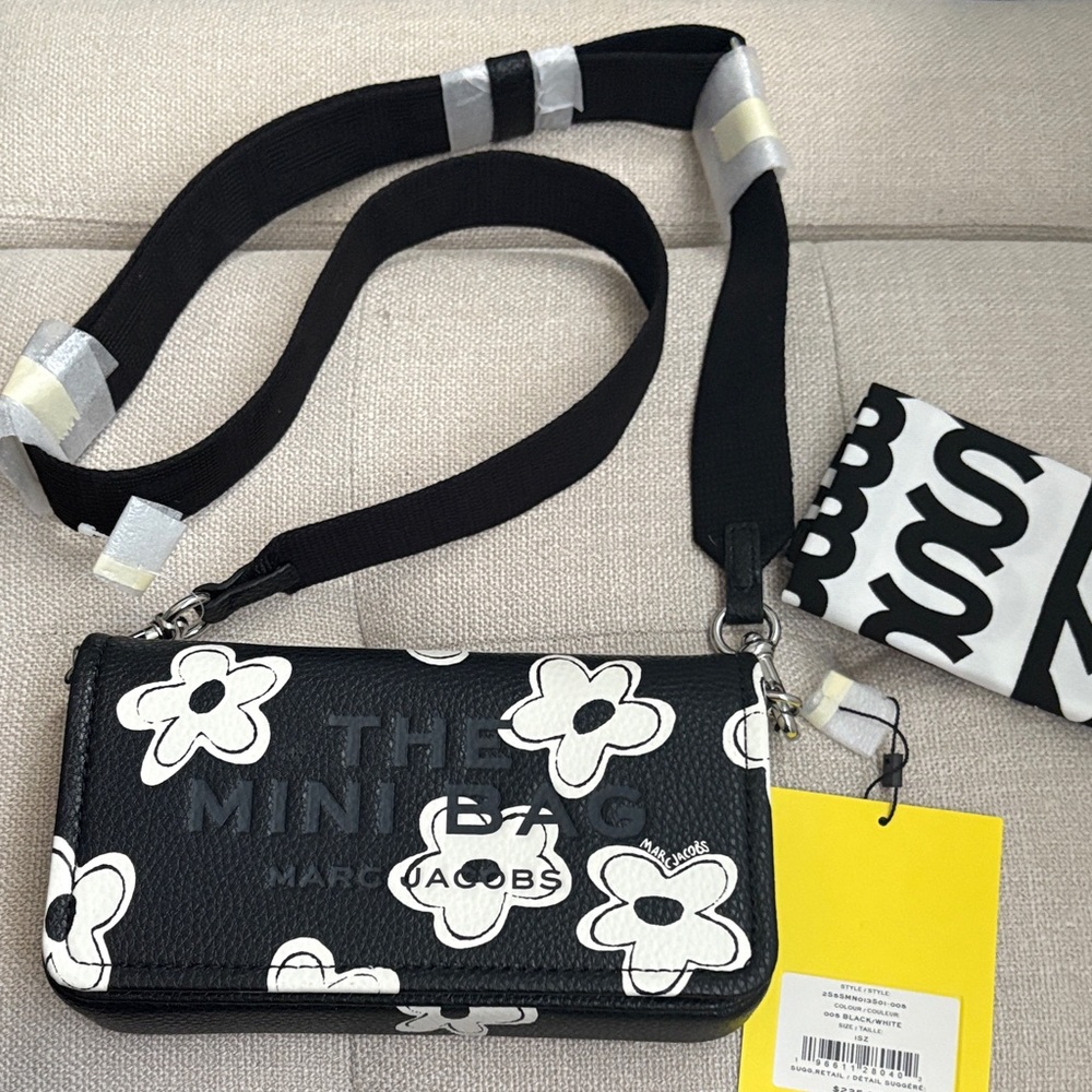 Marc Jacobs Black and White Floral Mini Bag